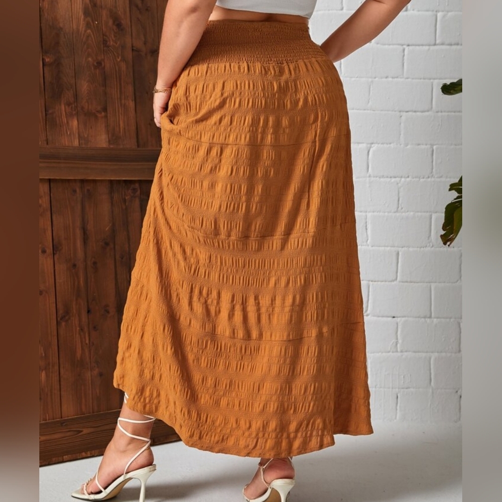 SHEIN VCAY SOLID COLORED, TIERED MAXI SKIRT, A-LINE